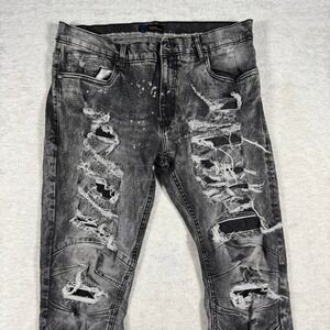 Regal Exchange Men's Distressed Black Wash Slim Fit Jeans Size 36x34